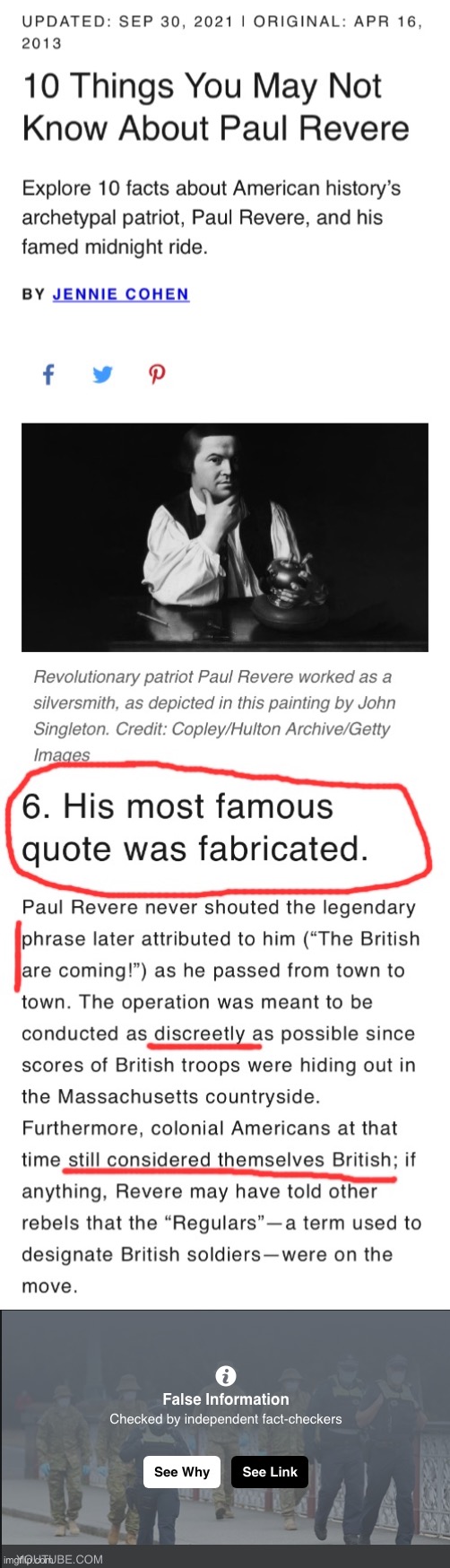 Daily Fact Check | image tagged in paul revere quote fabricated,fact checker | made w/ Imgflip meme maker