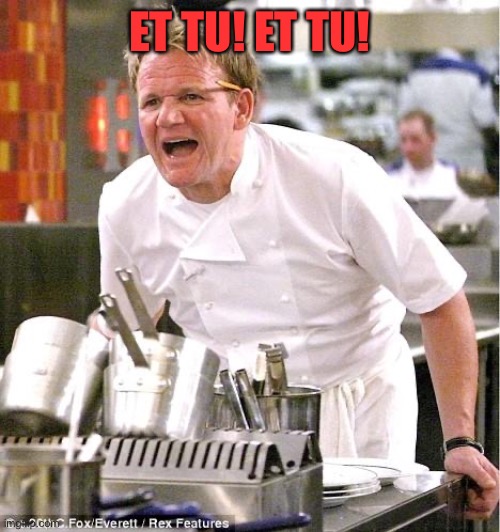 Chef Gordon Ramsay Meme | ET TU! ET TU! | image tagged in memes,chef gordon ramsay | made w/ Imgflip meme maker