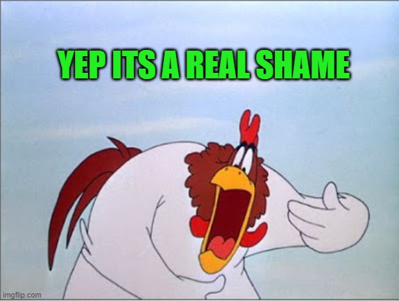 foghorn | YEP ITS A REAL SHAME | image tagged in foghorn | made w/ Imgflip meme maker