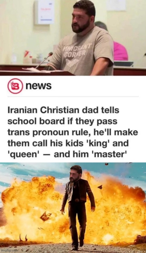 Dad tells off School board | image tagged in guy walking away from explosion,school,dad,leftists | made w/ Imgflip meme maker
