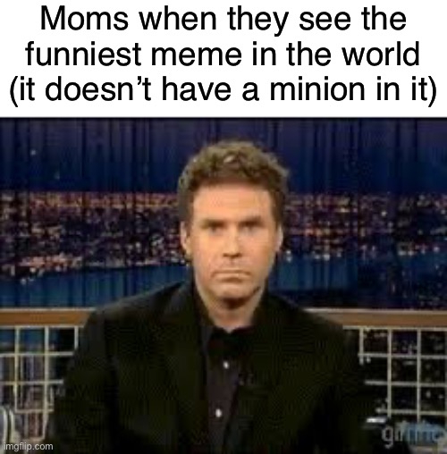 blank stare | Moms when they see the funniest meme in the world (it doesn’t have a minion in it) | image tagged in blank stare | made w/ Imgflip meme maker