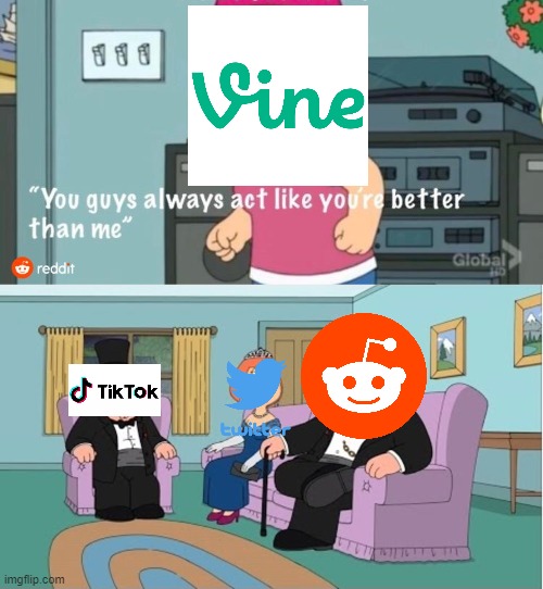 Hope you liked Vine more than Tik Tok | image tagged in you guys always act like you're better than me,vine | made w/ Imgflip meme maker