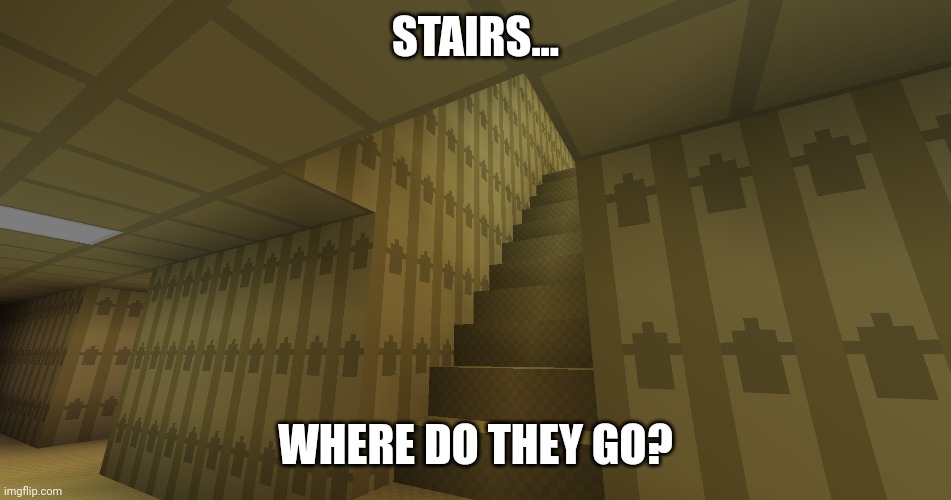 Stairs | STAIRS... WHERE DO THEY GO? | image tagged in the backrooms,backrooms,minecraft | made w/ Imgflip meme maker