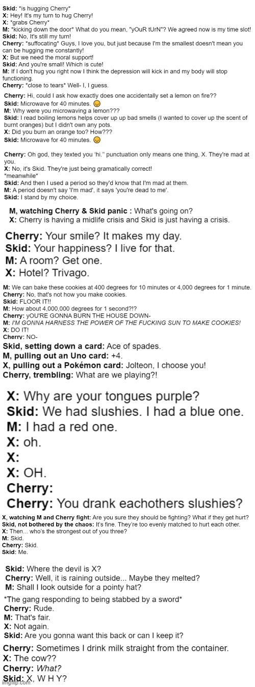 Random quotes of Me, M, Cherry & X, but they're actually accurate | made w/ Imgflip meme maker