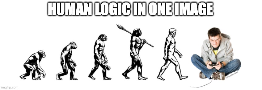 Evolution | HUMAN LOGIC IN ONE IMAGE | image tagged in evolution,human | made w/ Imgflip meme maker