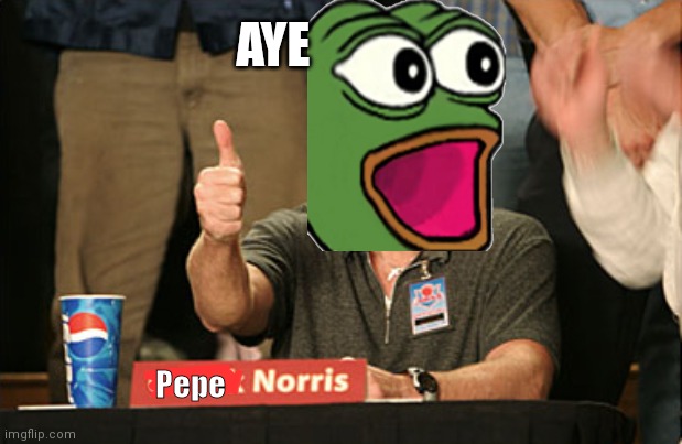 Chuck Norris Approves Meme | AYE Pepe | image tagged in memes,chuck norris approves,chuck norris | made w/ Imgflip meme maker