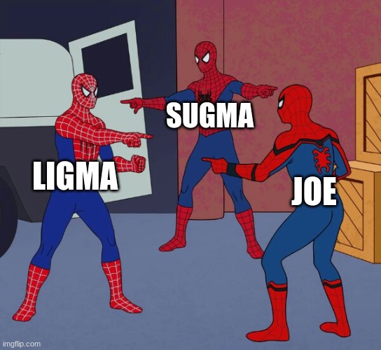 Spider Man Triple | SUGMA; LIGMA; JOE | image tagged in spider man triple | made w/ Imgflip meme maker