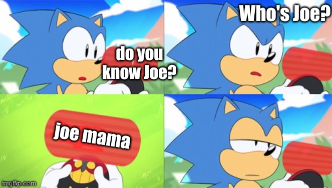 sonic gets trolled | Who's Joe? do you know Joe? joe mama | image tagged in the sonic mania meme | made w/ Imgflip meme maker