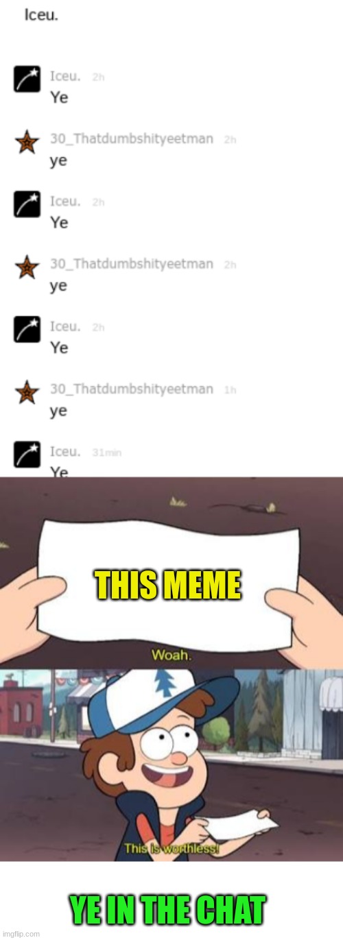 I love memechat | THIS MEME; YE IN THE CHAT | image tagged in wow this is useless,blank white template | made w/ Imgflip meme maker