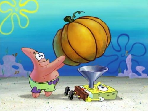 Patrick and Spongenob Pumpkin Blank Meme Template