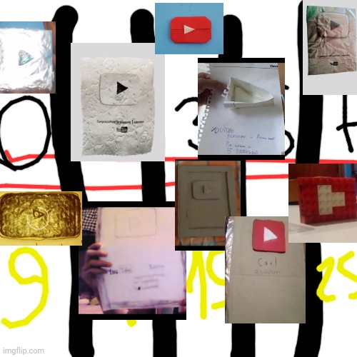 YouTube play buttons 0-25 subscribers | image tagged in blank,youtube play button | made w/ Imgflip meme maker