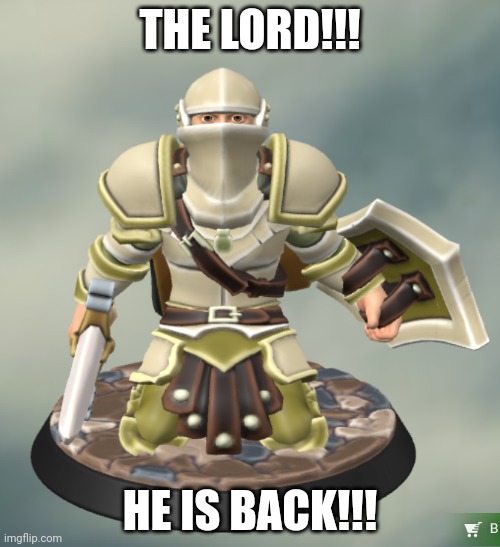 The Great Crusadermemez!!! OUR LORD CRUSADERMEMEZ!!!! | THE LORD!!! HE IS BACK!!! | image tagged in terrified knight | made w/ Imgflip meme maker