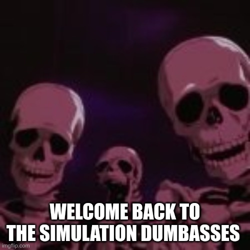 . | WELCOME BACK TO THE SIMULATION DUMBASSES | made w/ Imgflip meme maker