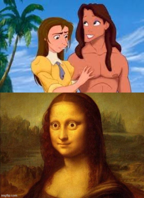 Tarzan face swap | image tagged in mona lisa woke | made w/ Imgflip meme maker