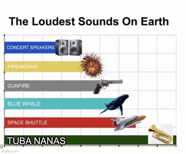 The Loudest Sounds On Earth | TUBA NANAS | image tagged in the loudest sounds on earth | made w/ Imgflip meme maker