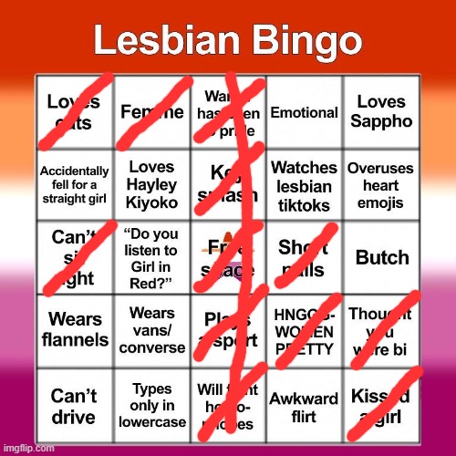 Lesbian bingo | image tagged in lesbian bingo | made w/ Imgflip meme maker