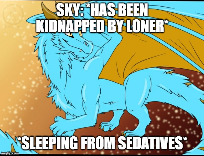 Sky Dragon | SKY: *HAS BEEN KIDNAPPED BY LONER*; *SLEEPING FROM SEDATIVES* | image tagged in sky dragon | made w/ Imgflip meme maker