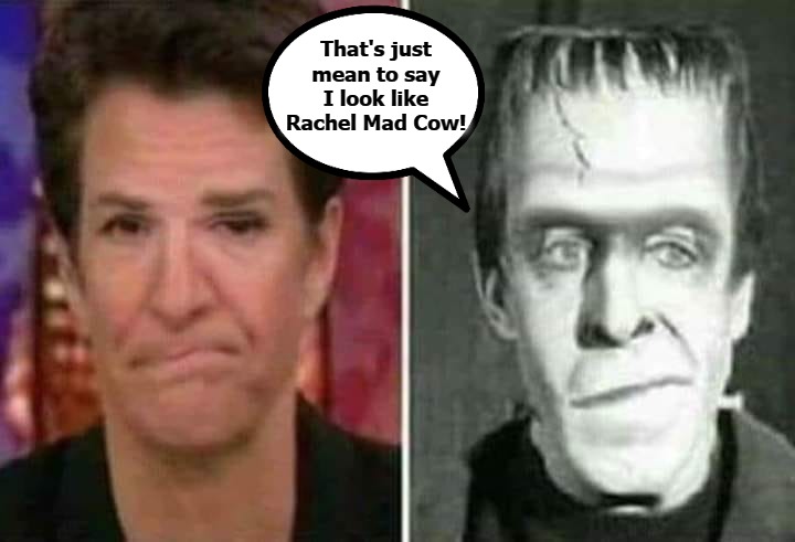 That's just mean to say I look like Rachel Mad Cow! | That's just mean to say I look like Rachel Mad Cow! | image tagged in rachel maddow,rachel mad cow,herman munster,the munsters,triggered feminist,triggered liberal | made w/ Imgflip meme maker