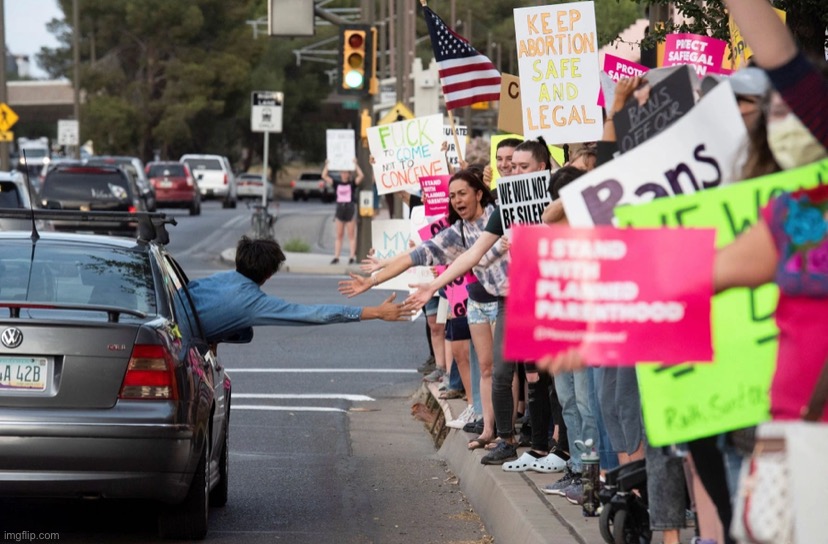 “Leftist riots in the streets!” | image tagged in pro-choice protest | made w/ Imgflip meme maker