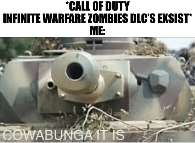 Panzer cowabunga it is | *CALL OF DUTY INFINITE WARFARE ZOMBIES DLC’S EXSIST*
ME: | image tagged in panzer cowabunga it is | made w/ Imgflip meme maker