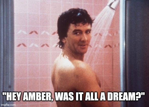 Johnny Depp | "HEY AMBER, WAS IT ALL A DREAM?" | image tagged in bobby ewing - covid it was all a dream | made w/ Imgflip meme maker