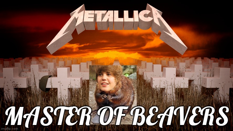 Worst new metal album | MASTER OF BEAVERS | image tagged in master of puppets,justin beiber,beaver,metallica,fake news | made w/ Imgflip meme maker