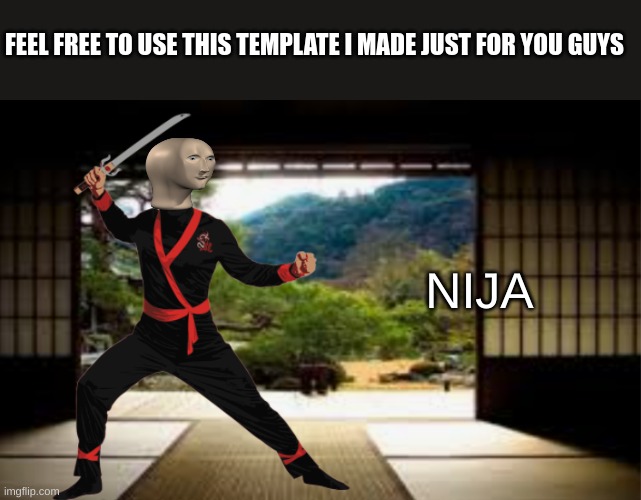 Meme man NIJA | FEEL FREE TO USE THIS TEMPLATE I MADE JUST FOR YOU GUYS; NIJA | image tagged in memes | made w/ Imgflip meme maker