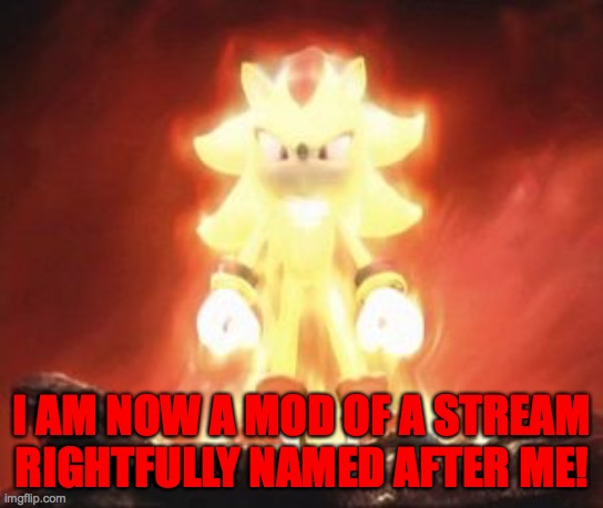 Thanks ithinkihadmemes! | I AM NOW A MOD OF A STREAM RIGHTFULLY NAMED AFTER ME! | image tagged in super shadow | made w/ Imgflip meme maker