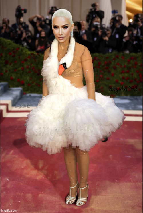 image tagged in swan dress,met gala,fashion,bjork,marilyn monroe,met gala 2022 | made w/ Imgflip meme maker