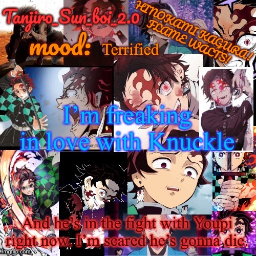 Yes, I’m watching HunterxHunter. Episode 41 of season 5 | Terrified; I’m freaking in love with Knuckle; And he’s in the fight with Youpi right now. I’m scared he’s gonna die. | made w/ Imgflip meme maker