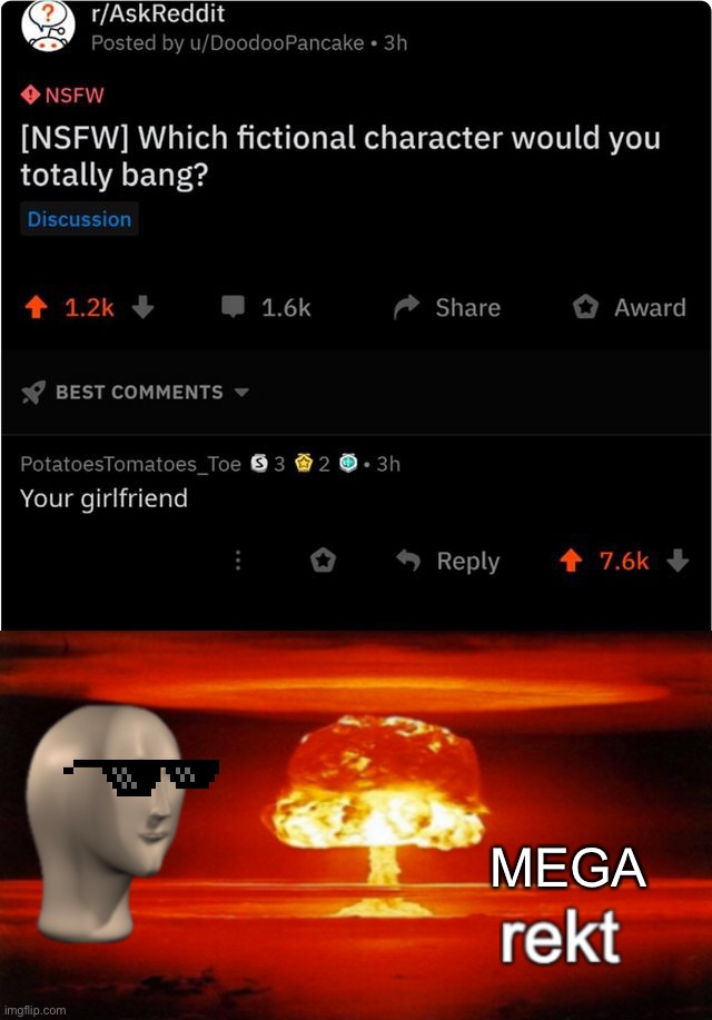 Hey look I used an add on lol | MEGA | image tagged in rekt w/text,memes,funny,rekt,oof,rip | made w/ Imgflip meme maker