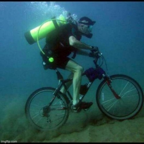 Scuba Diving Bicycle | image tagged in scuba diving bicycle | made w/ Imgflip meme maker