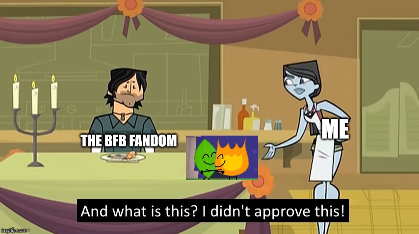 No Fireafy please | ME; THE BFB FANDOM | image tagged in i didn't approve this,total drama,bfdi,bfb,memes | made w/ Imgflip meme maker