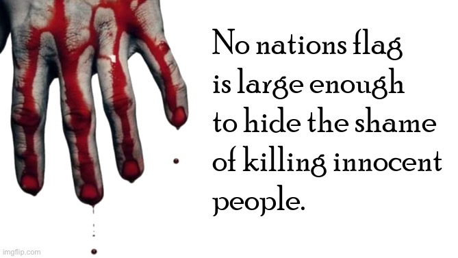 Shame of killing | image tagged in shame,killing,innocent people,nations,flag,can hide | made w/ Imgflip meme maker