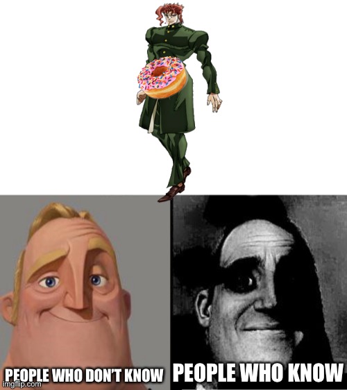 Spoiler warning for part 3 | PEOPLE WHO DON’T KNOW; PEOPLE WHO KNOW | image tagged in traumatized mr incredible | made w/ Imgflip meme maker