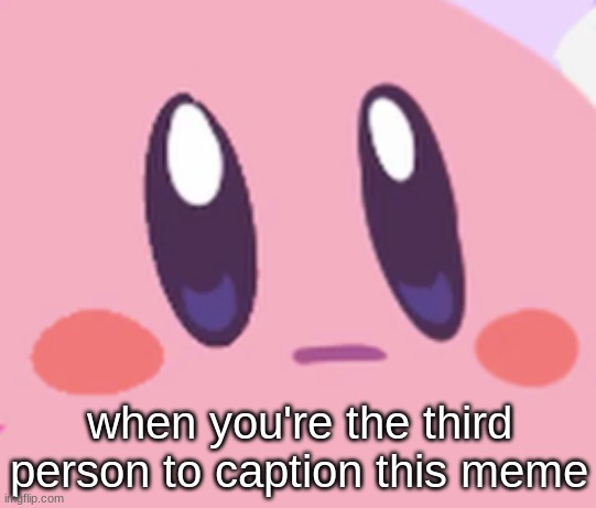 true story | when you're the third person to caption this meme | image tagged in blank kirby face,memes,3,dead meme | made w/ Imgflip meme maker