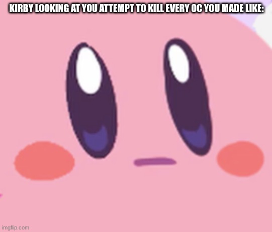 Blank Kirby Face | KIRBY LOOKING AT YOU ATTEMPT TO KILL EVERY OC YOU MADE LIKE: | image tagged in blank kirby face | made w/ Imgflip meme maker