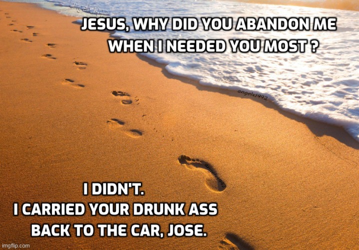 image tagged in bible,footprints,beach,jesus,mexicans,jesus christ | made w/ Imgflip meme maker