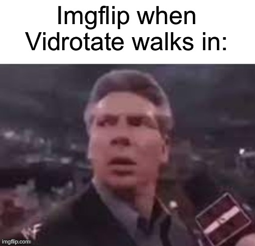 The opposite |  Imgflip when Vidrotate walks in: | image tagged in x when x walks in,memes,funny,ridiculous,lol,true | made w/ Imgflip meme maker