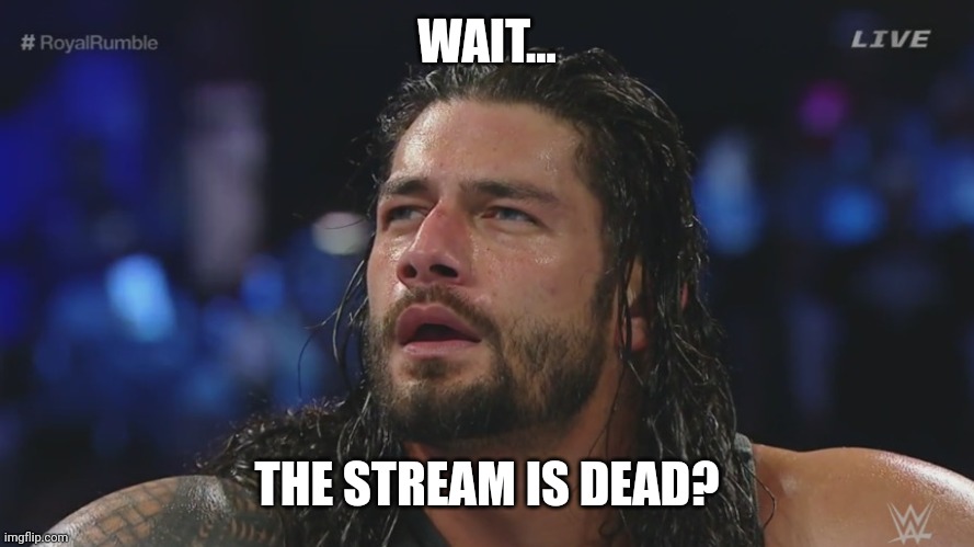 ROMAN REIGNS | WAIT... THE STREAM IS DEAD? | image tagged in roman reigns | made w/ Imgflip meme maker