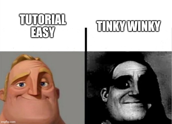 Teacher's Copy | TUTORIAL EASY; TINKY WINKY | image tagged in teacher's copy | made w/ Imgflip meme maker