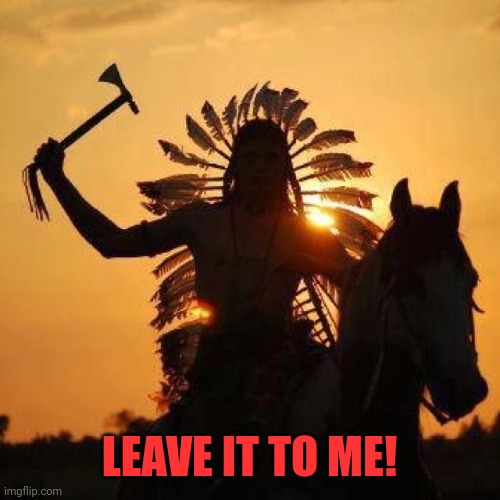 Native with Tomahawk | LEAVE IT TO ME! | image tagged in native with tomahawk | made w/ Imgflip meme maker