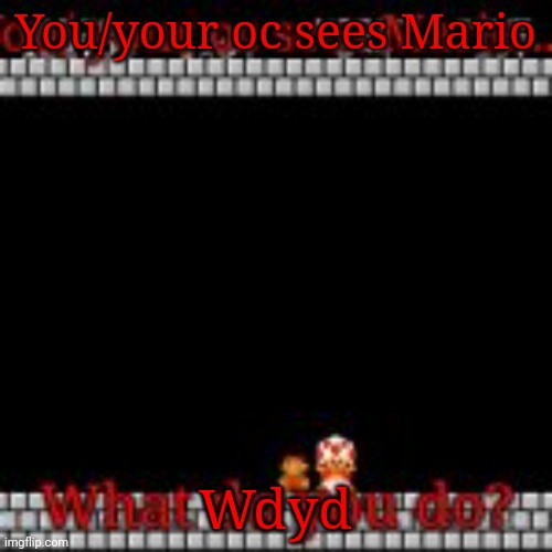 You/your oc sees Mario; Wdyd | made w/ Imgflip meme maker