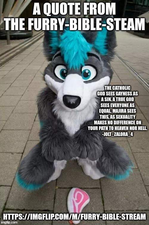 Just a little bit of holiness for something seen as unholy... (Please don't kill me...) | A QUOTE FROM THE FURRY-BIBLE-STEAM; HTTPS://IMGFLIP.COM/M/FURRY-BIBLE-STREAM | made w/ Imgflip meme maker