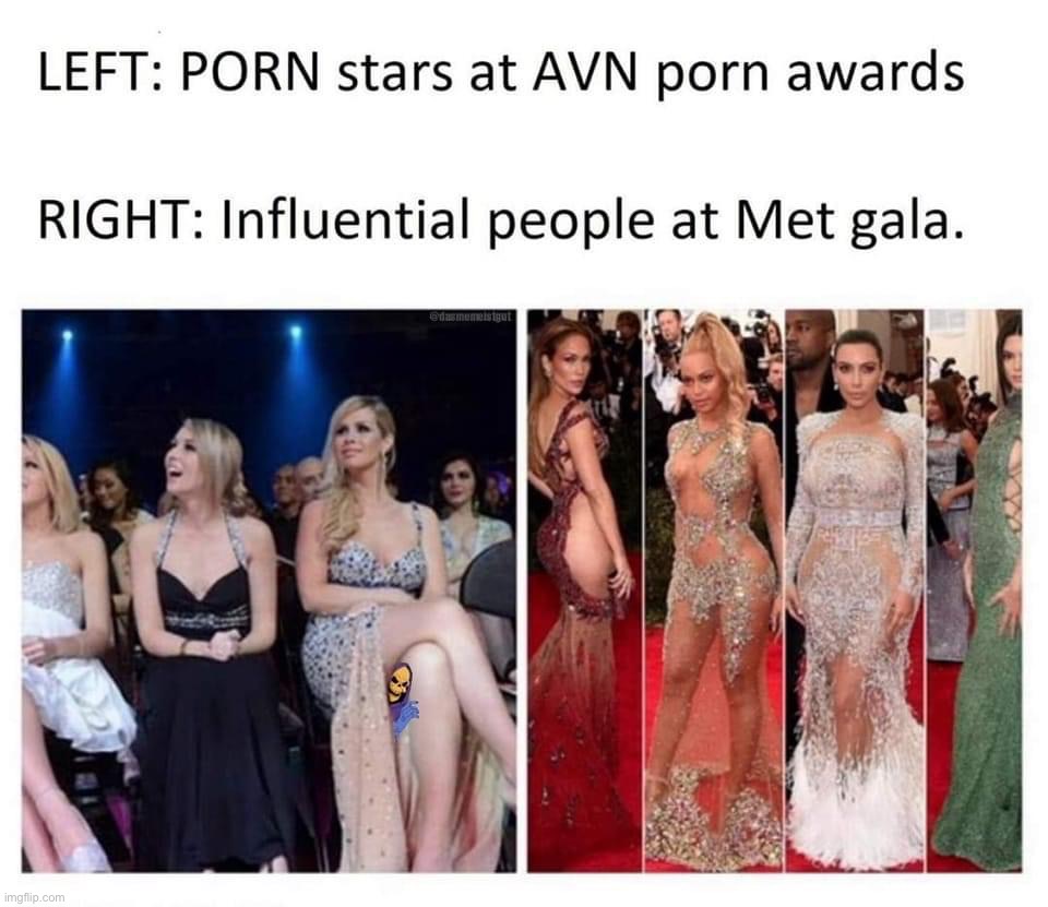 Porn awards vs. Met Gala | image tagged in porn awards vs met gala | made w/ Imgflip meme maker