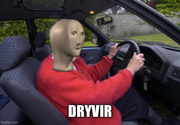 old lady driver | DRYVIR | image tagged in old lady driver | made w/ Imgflip meme maker