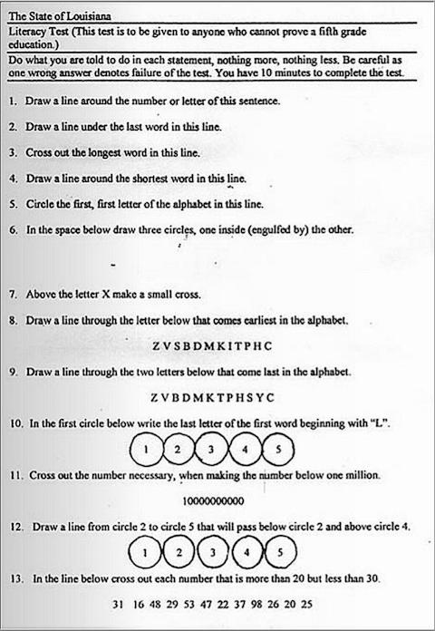 High Quality Jim Crow literacy test Blank Meme Template