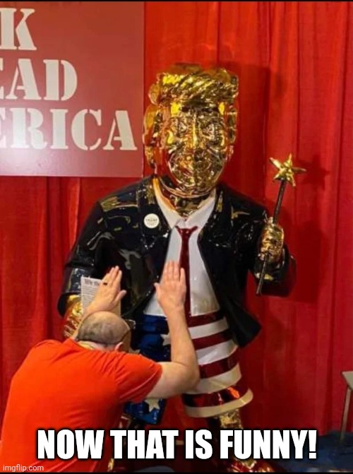 Golden Trump | NOW THAT IS FUNNY! | image tagged in golden trump | made w/ Imgflip meme maker