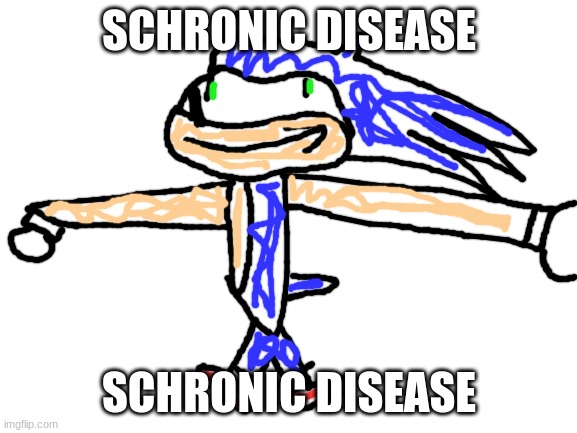 Someone make this a template pls T--T | SCHRONIC DISEASE; SCHRONIC DISEASE | image tagged in blank white template,schronic,disease | made w/ Imgflip meme maker
