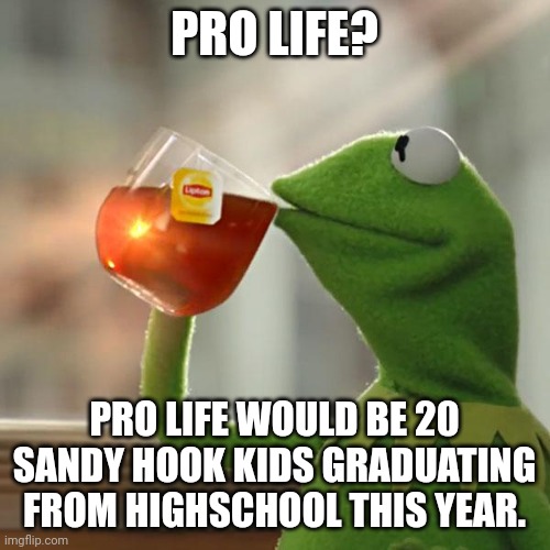 But That's None Of My Business Meme | PRO LIFE? PRO LIFE WOULD BE 20 SANDY HOOK KIDS GRADUATING FROM HIGHSCHOOL THIS YEAR. | image tagged in memes,but that's none of my business,kermit the frog | made w/ Imgflip meme maker